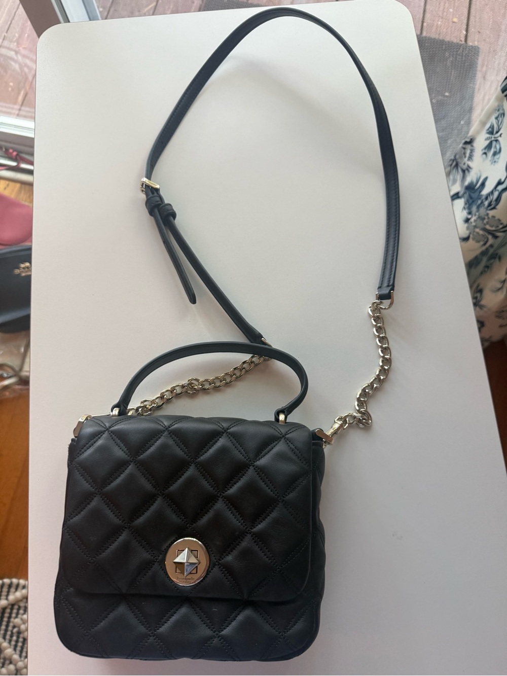 Kate Spade Natalia Square Black Quilted Leather Crossbody K8162